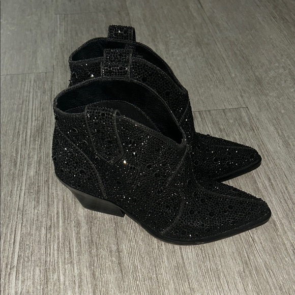 Jessica Simpson Black Ankle Boots Glitter Gabor - Picture 1 of 6